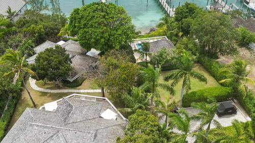 Aerial view of the grounds and gardens