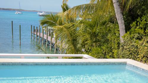 Pool alongside the dock and sound